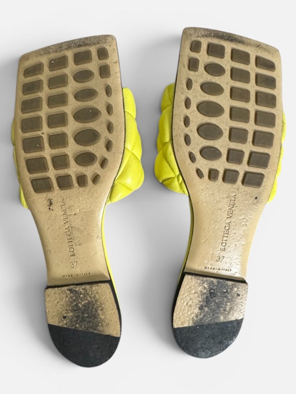 Bottega Veneta Padded Flat Slides Pear Yellow Quilted Leather Sandal EU 37 US 7 - Picture 6 of 16